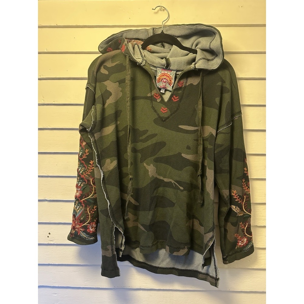 Johnny Was Camo Print Thermal Hoodie Size S